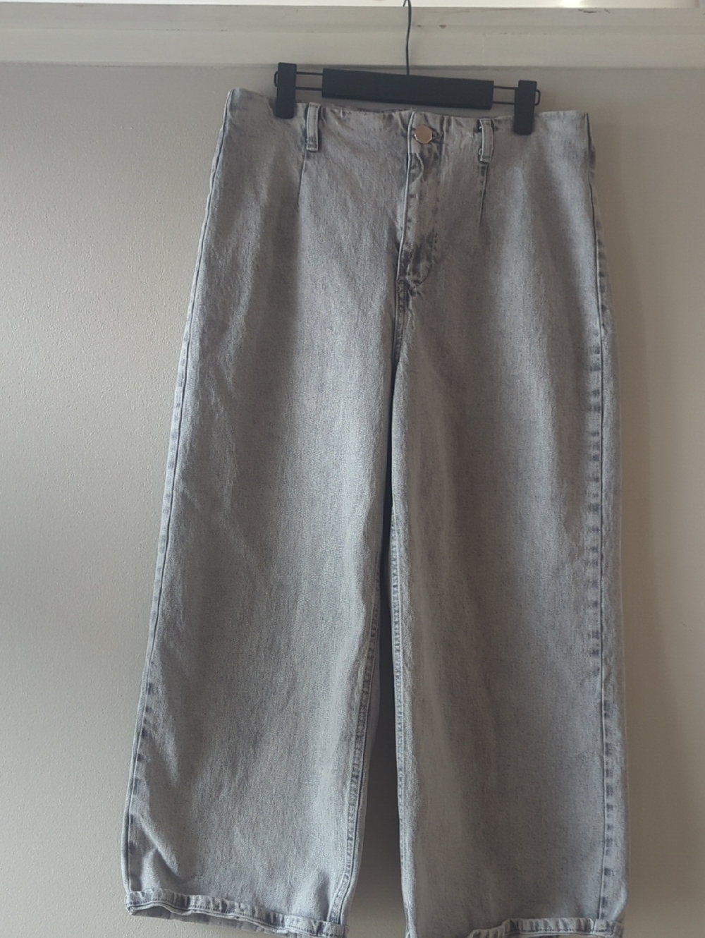 Zara Light Gray Wide-Leg Jeans